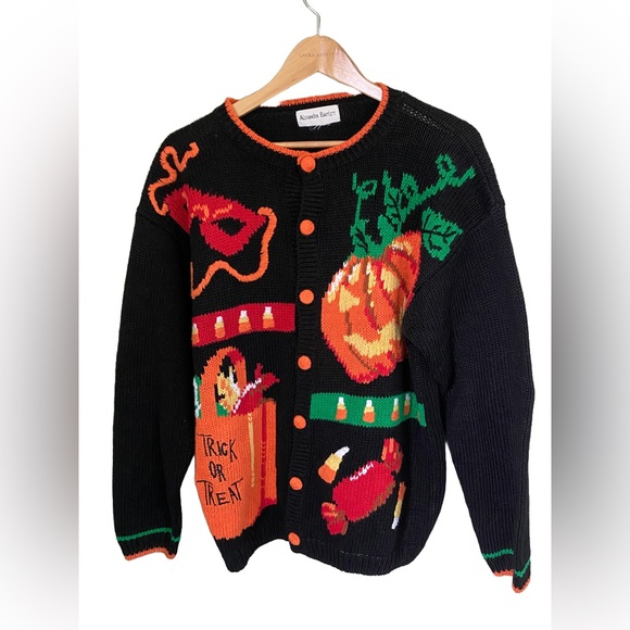 Alexandra Bartlett Sweaters - 90s HALLOWEEN oversized cardigan sweater novelty Alexandra Bartlett EUC grandma
